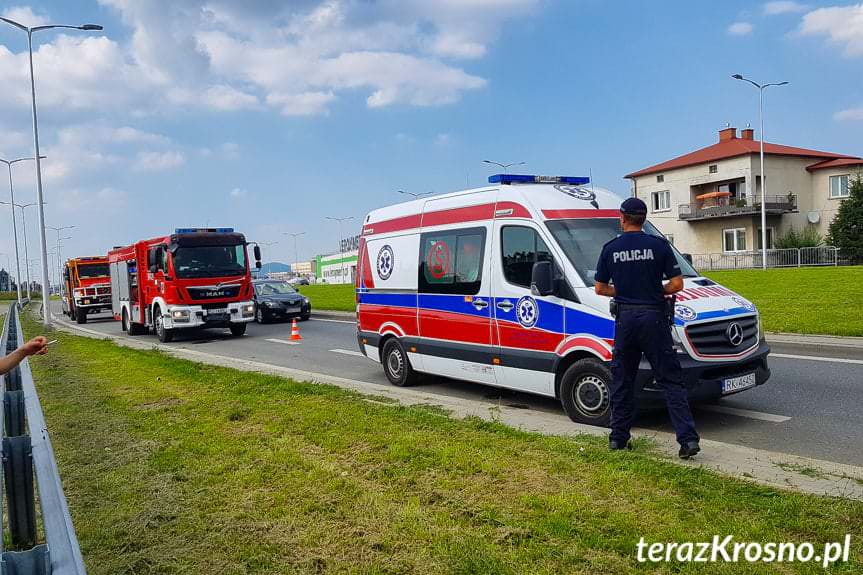 Kolizja z udziałem motocyklisty w Krośnie