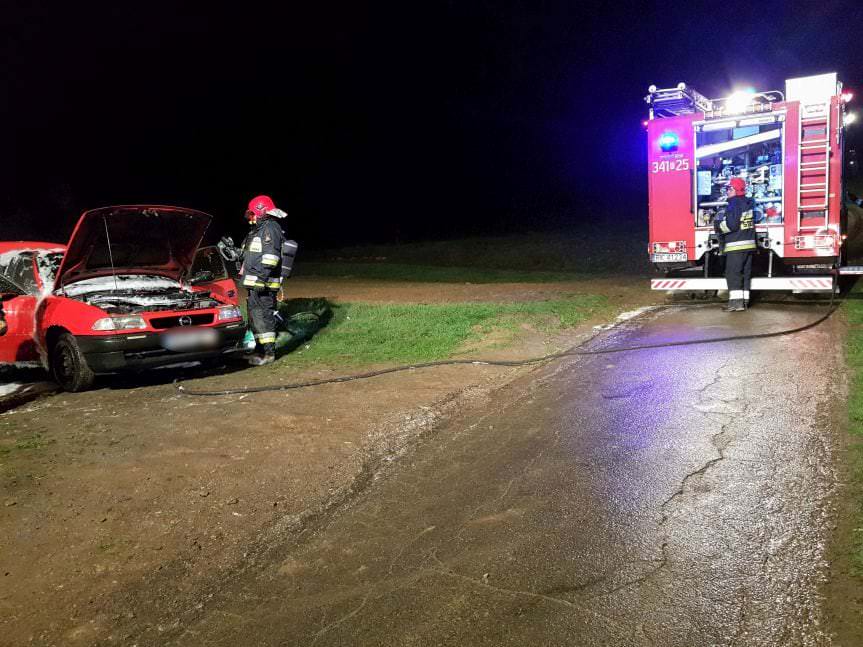 Korczyna. Pożar samochodu osobowego