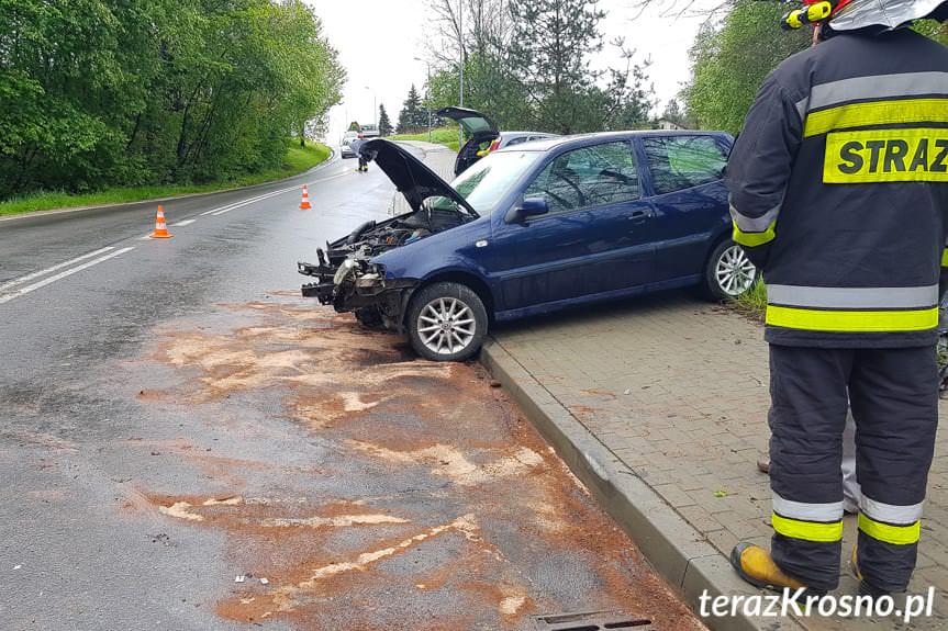 Krosno.Kierujący volkswagenem wjechał w latarnię