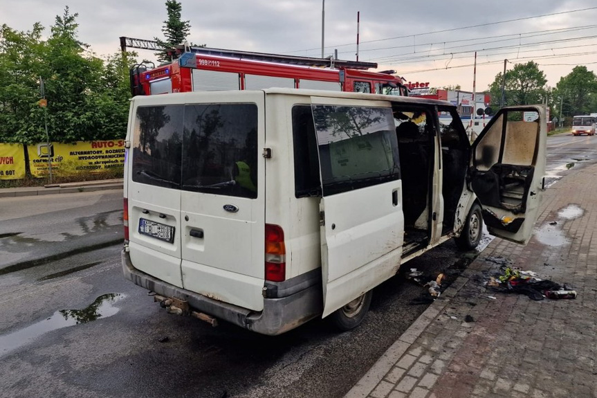 Pożar busa w Łańcucie