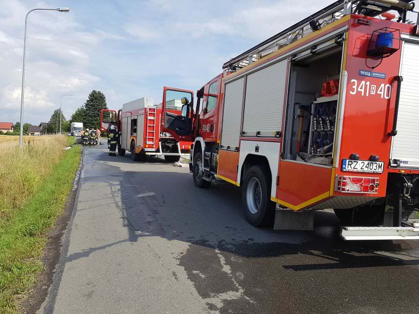 Pożar samochodu osobowego w Korczynie