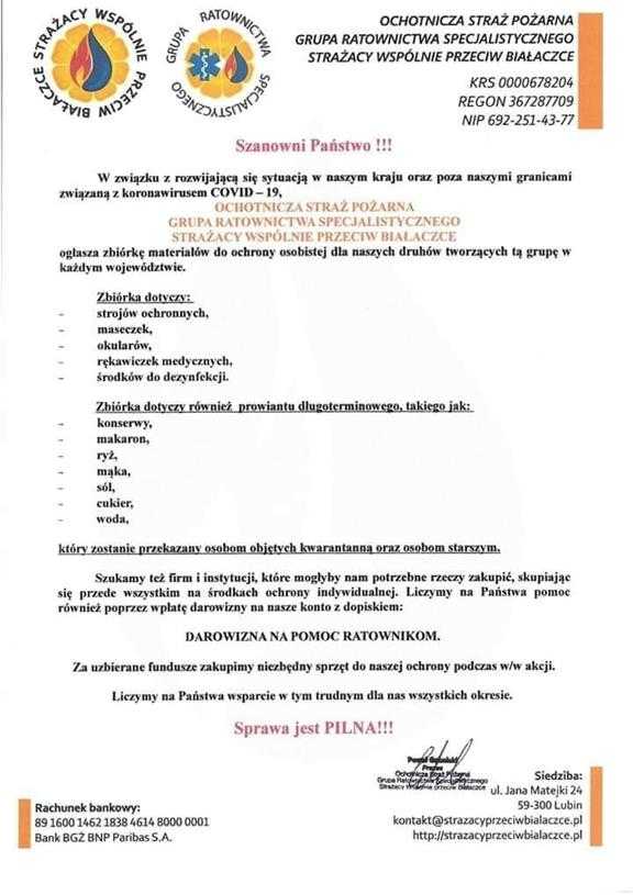 Strażacy prowadzą zbiórkę