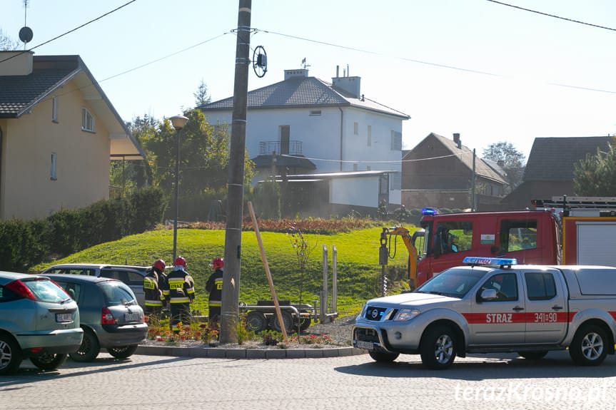 Uszkodzona rura gazowa w miejscowości Głowienka