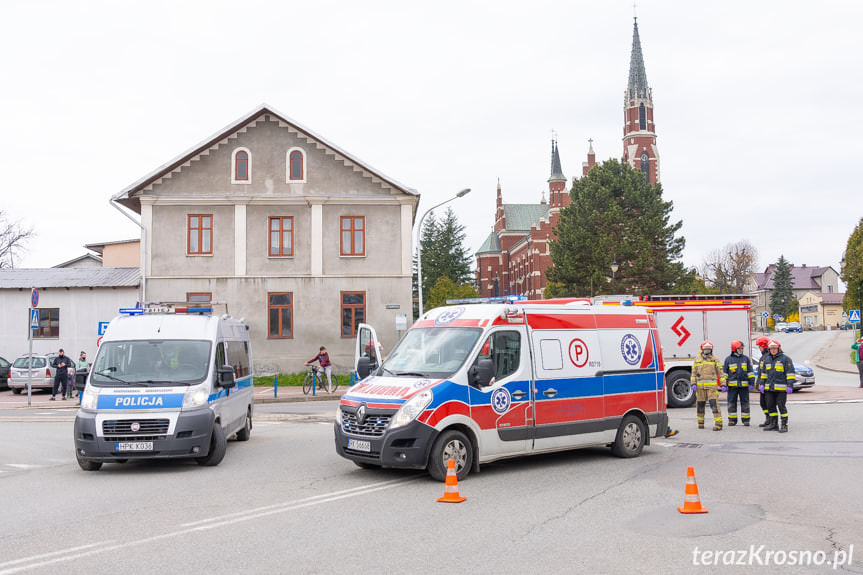 Korczyna. Zderzenie samochodu z jednośladem