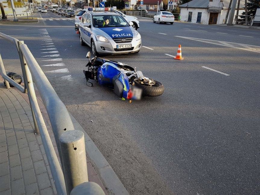 Krosno. Zderzenie motocykla z samochodem osobowym