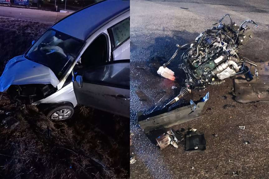 Poważny wypadek w Wysokiej Głogowskiej. Z auta wypadł silnik