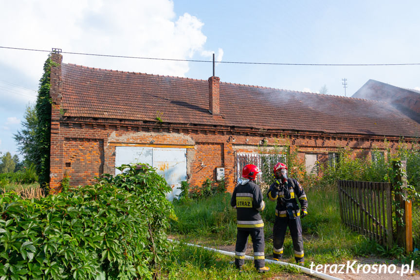 Pożar w opuszczonym budynku w Polance