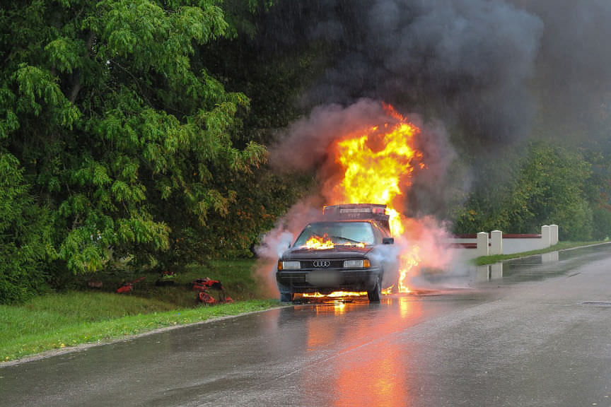 Spłonął samochód w Nowosielcach
