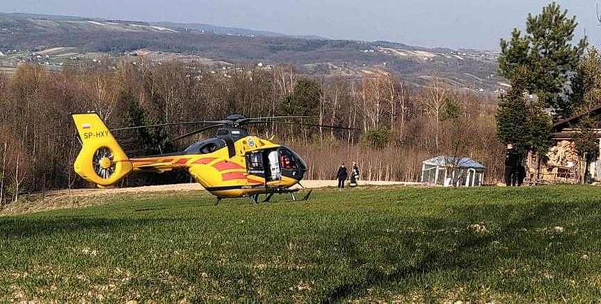 Wypadek Ciągnika rolniczego -Lotnicze pogotowie w akcji 