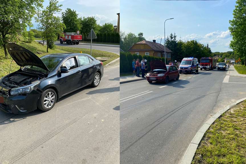 Zderzenie dwóch samochodów. Trzy osoby w szpitalu