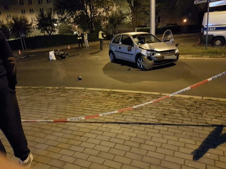Zderzenie motorowerzysty z samochodem osobowym  w Jaśle