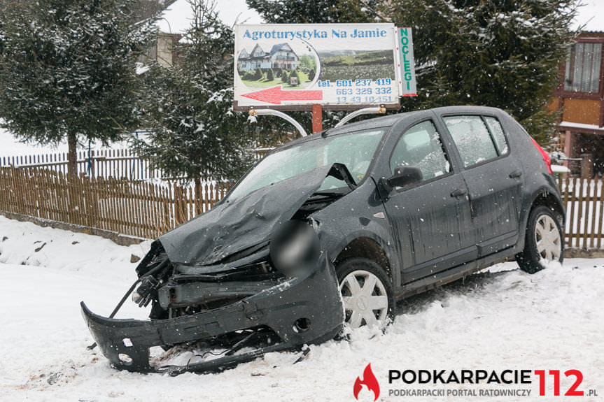 Zderzenie samochodów w Posadzie Jaśliskiej