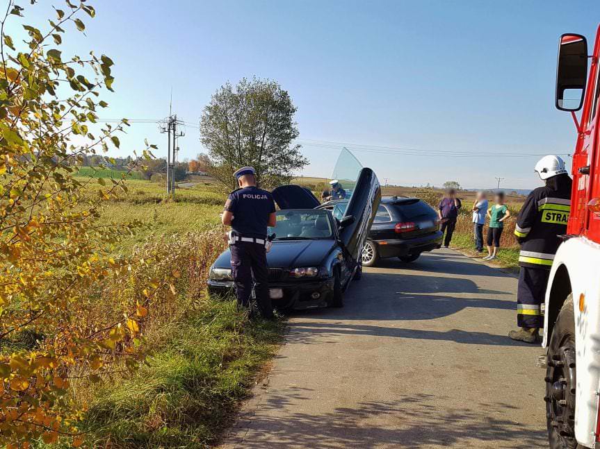 Zderzenie samochodów we Wrocance