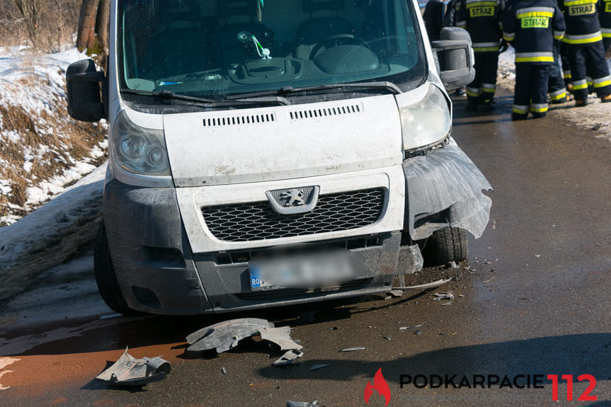 Zderzenie samochodu osobowego i dostawczego w Mszanie