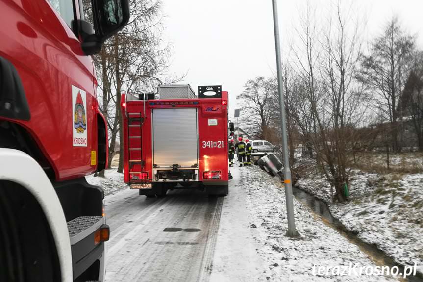 Iwonicz. Kierująca fiatem wjechała do rowu