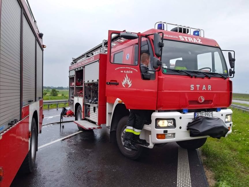 Pożar autokaru na A4