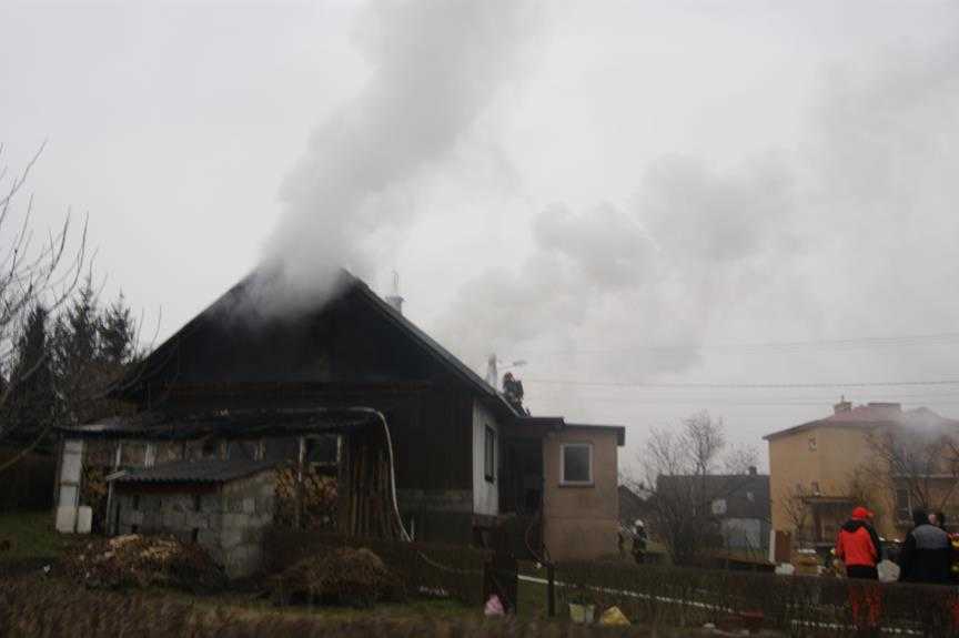 Pożar domu w Bóbrce