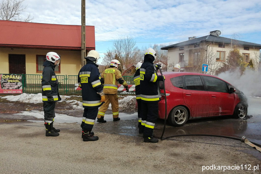 Pożar samochodu w Haczowie