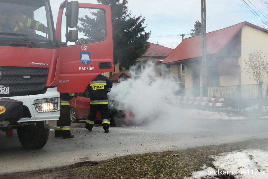 Pożar samochodu w Haczowie