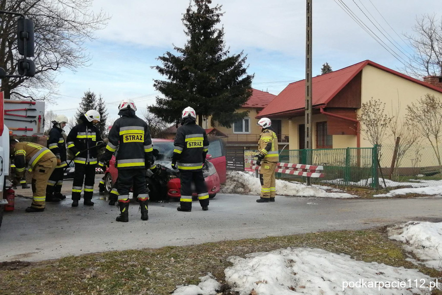 Pożar samochodu w Haczowie