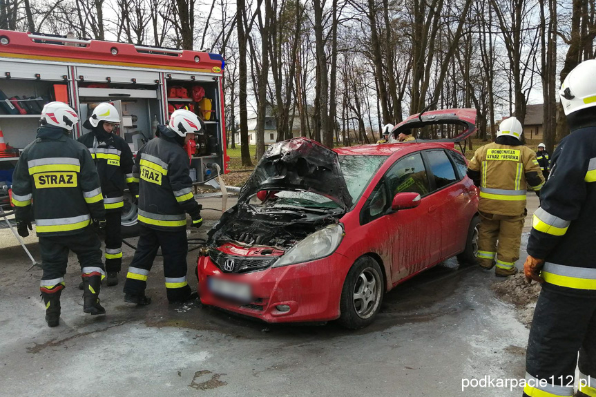 Pożar samochodu w Haczowie