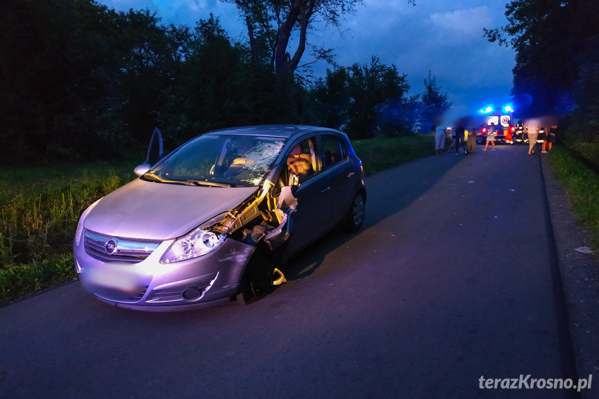 Korczyna.Wpadek z udziałem motorowerzysty 