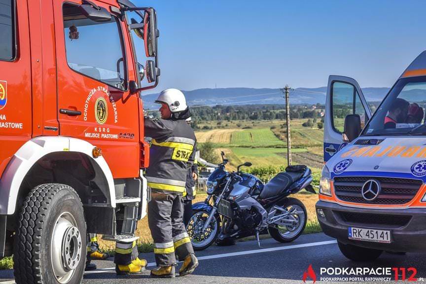 Wypadek motocyklisty w Miejscu Piastowym