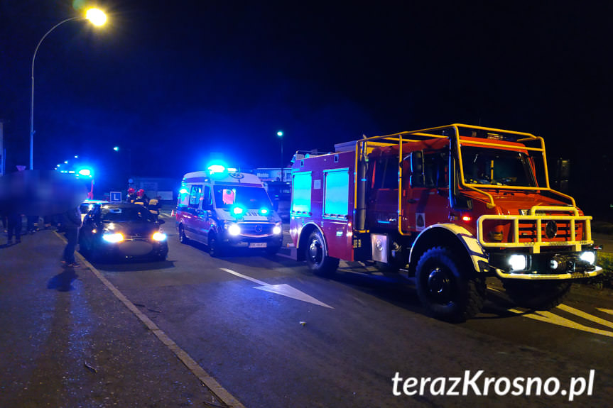 Wypadek na rondzie w Krośnie