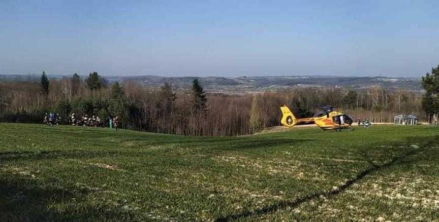 Wypadek w lesie -interweniował helikopter Pogotowia  Ratunkowego