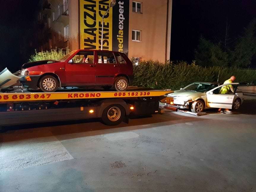 Zderzenie Renault i Fiata w Krośnie