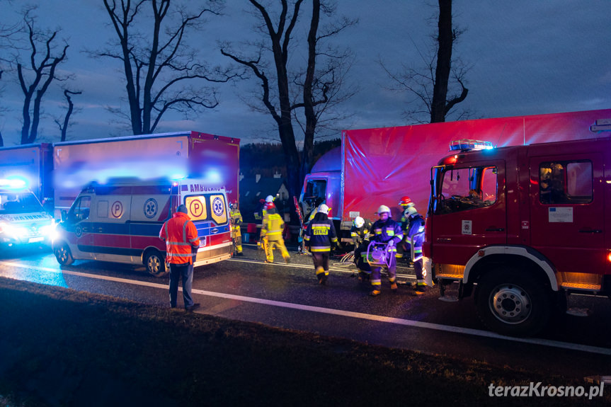 Zderzenie trzech samochodów ciężarowych w Zboiskach