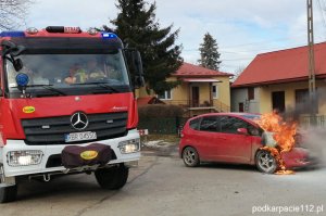 Pożar samochodu w Haczowie