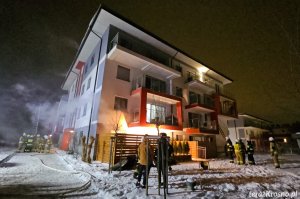 Pożar w bloku w Krośnie