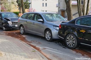 Zderzenie trzech samochodów na Krakowskiej