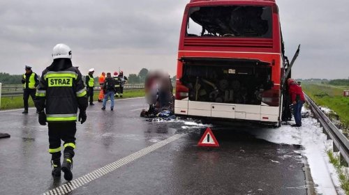 Pożar autokaru na A4