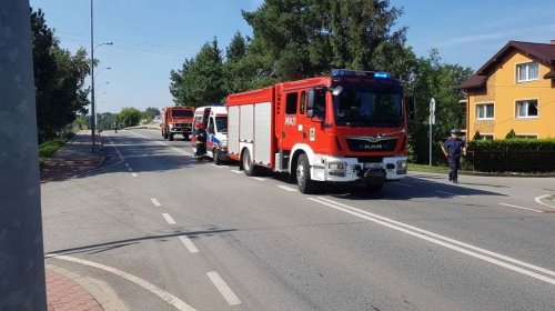 Kolizja rowerzystki z samochodem na Nadbrzeżnej w Krośnie