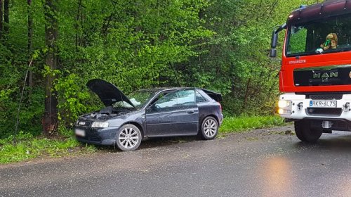 Rogi. Kierujący audi uderzył w drzewo