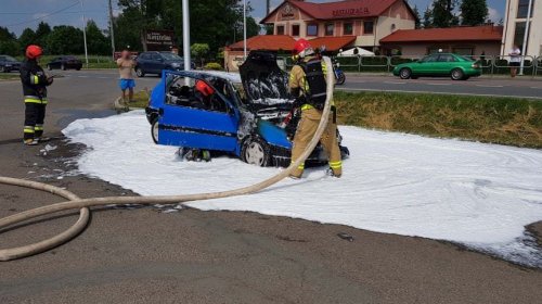 Pożar samochodu w Krośnie