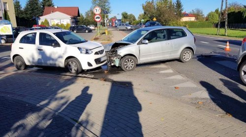 Kolizja na drodze krajowej w Łężanach